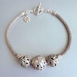 Intricate Silver Elephant Bracelet